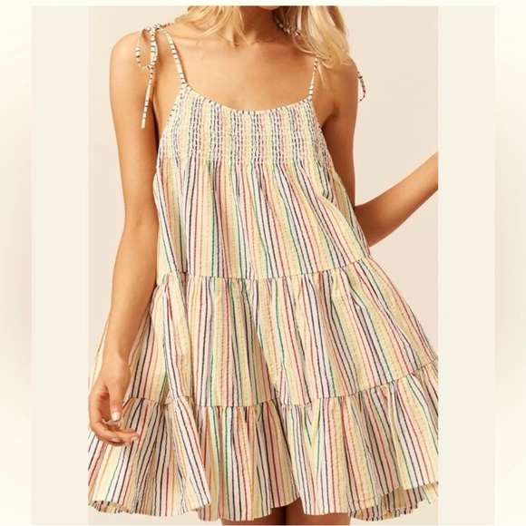 Solid & Striped The Parker Dress Rainbow Stripes Size Large NEW - Picture 1 of 11